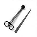 “Matte black stainless steel wick trimmer and dipper set.”